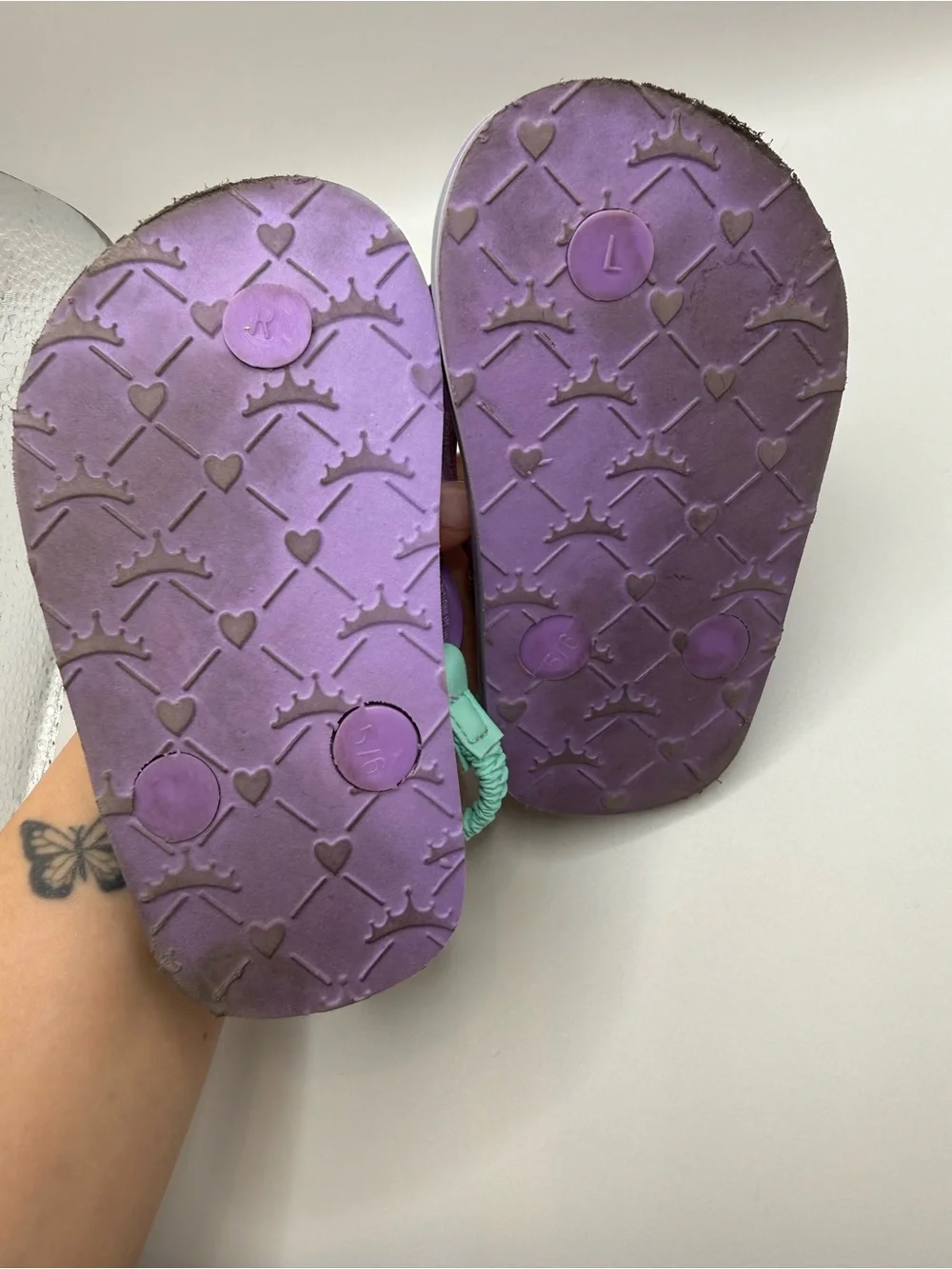 Girls' Purple & Teal Ariel Flip Flop Sandals with Flower Accents